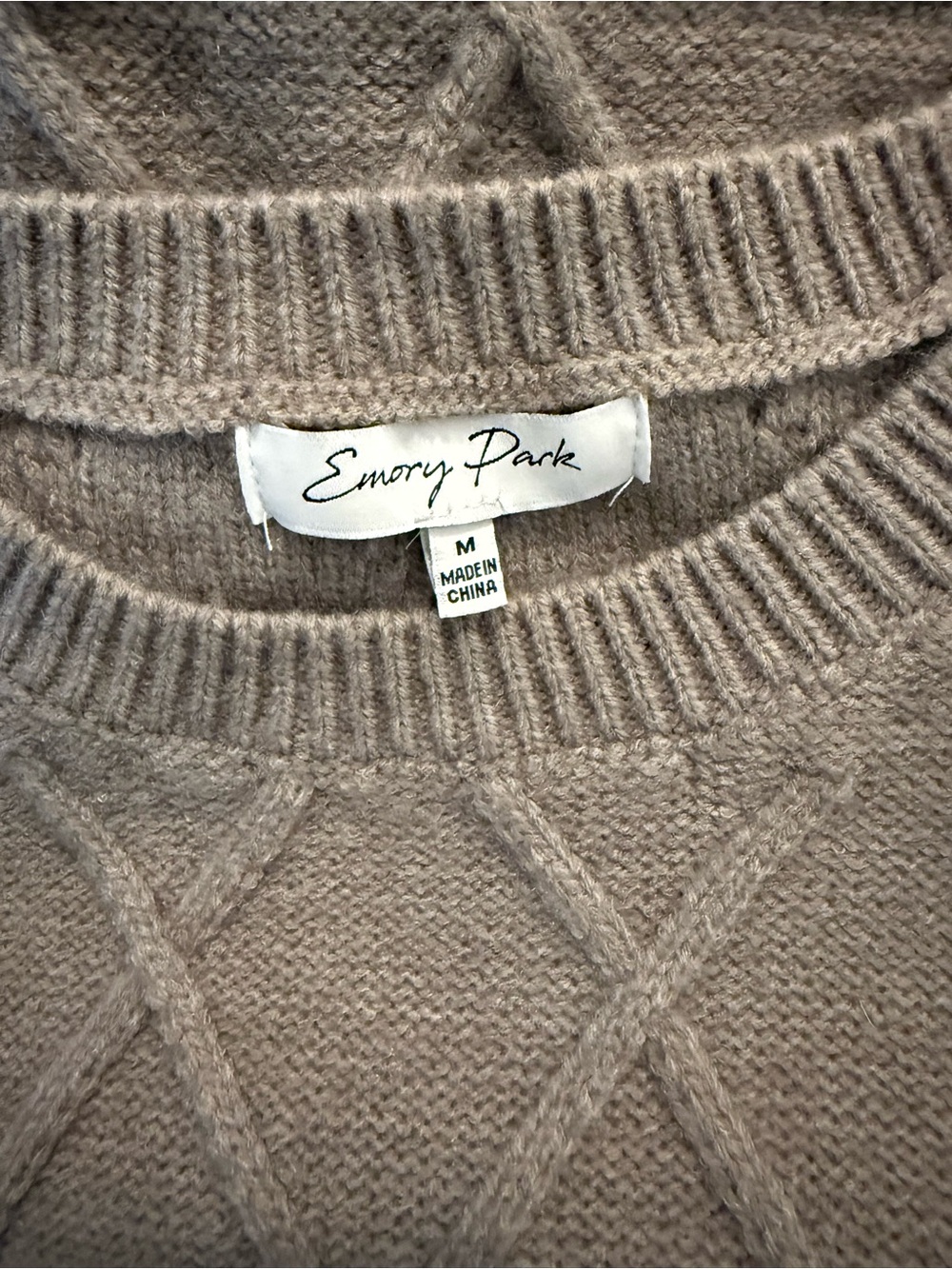 Emory Park Cable Two Fer Sweater Vest Shirt Medium Taupe White - Picture 7 of 7